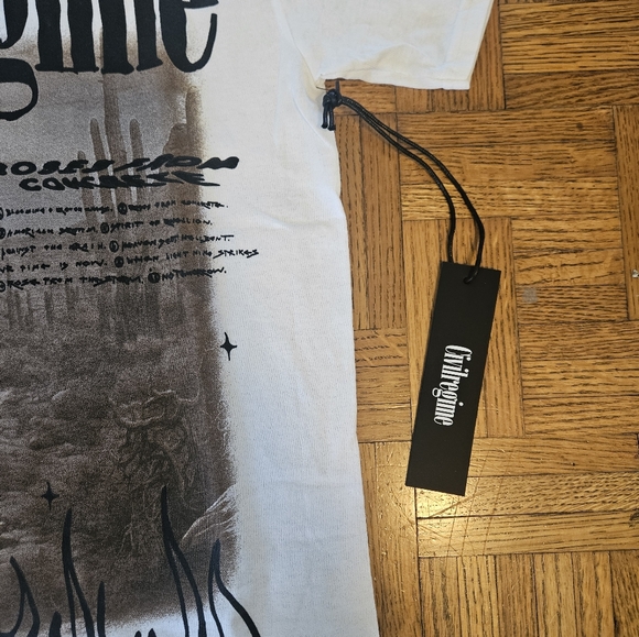 Civil Regime‎ Tee Shirt Mens Small White Grim Reaper Flames Gym New Authentic - Picture 2 of 8